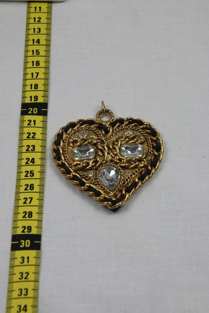 Pendentif coeur fantaisie doré avec pierres - photo 1
