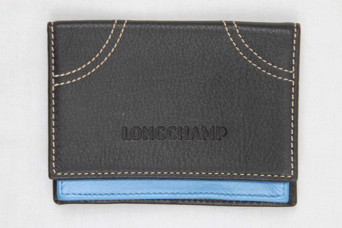 Porte-cartes Longchamp cuir noir et bleu - photo 1