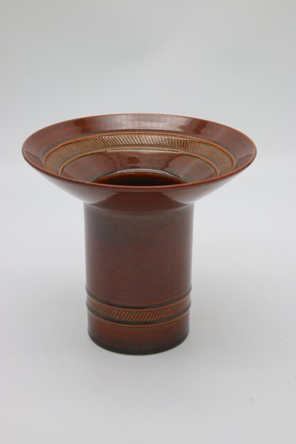 Vase en céramique marron vintage 1979 - photo 1